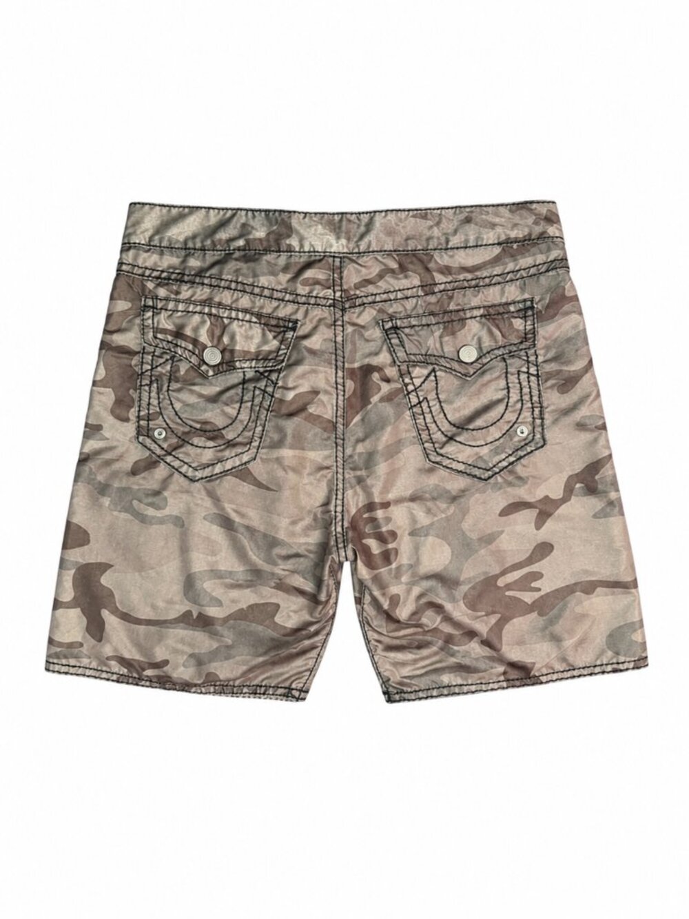 True Religion Gray Camo Swim Trunks Mens Large 36 Gray Olive Hybrid Board Shorts